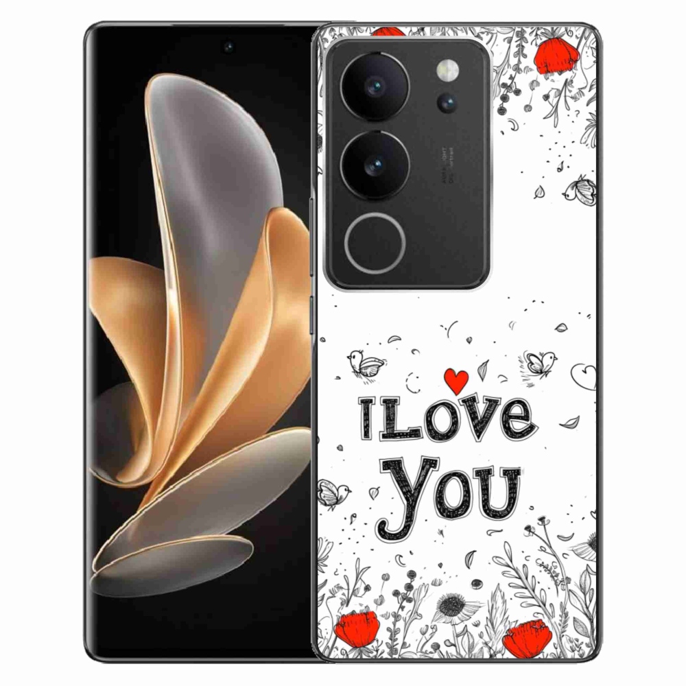 Gelový kryt mmCase na Vivo V29 5G - I love you bílé pozadí