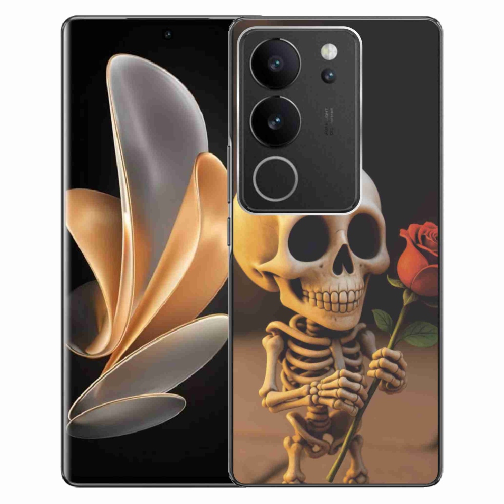 Gelový kryt mmCase na Vivo V29 5G - kostlivec s růží