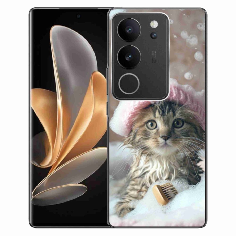 Gelový kryt mmCase na Vivo V29 5G - kotě a koupel