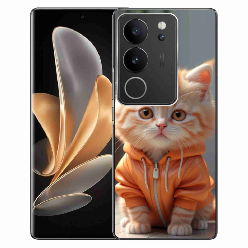 Gelový kryt mmCase na Vivo V29 5G - kotě v mikině