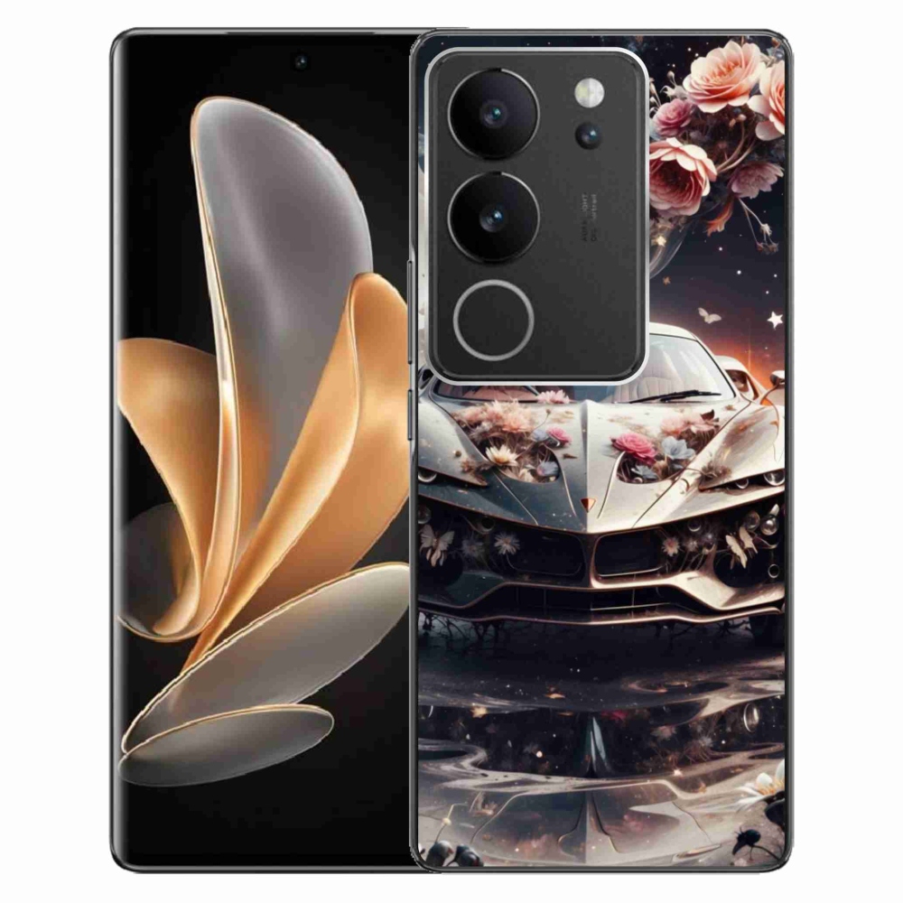 Gelový kryt mmCase na Vivo V29 5G - květinový sportovní vůz