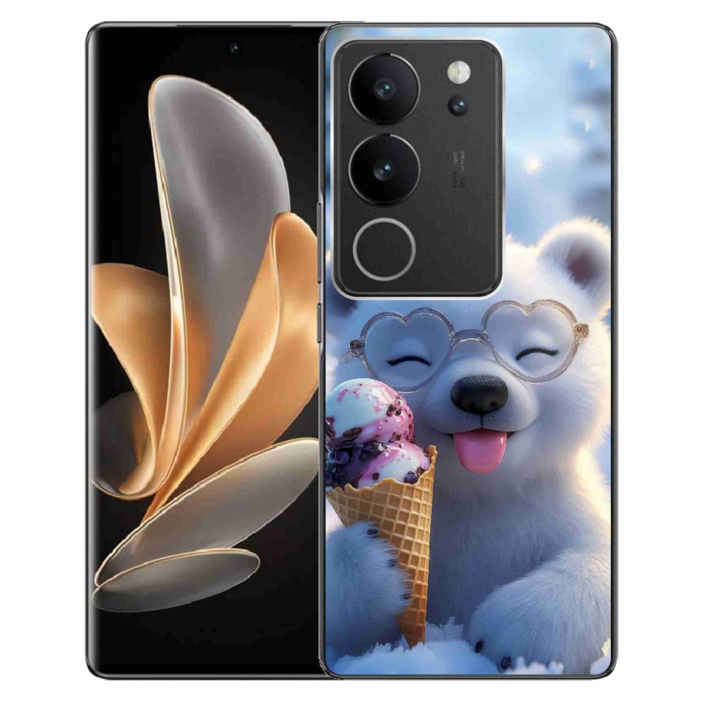 Gelový kryt mmCase na Vivo V29 5G - medvídek se zmrzlinou