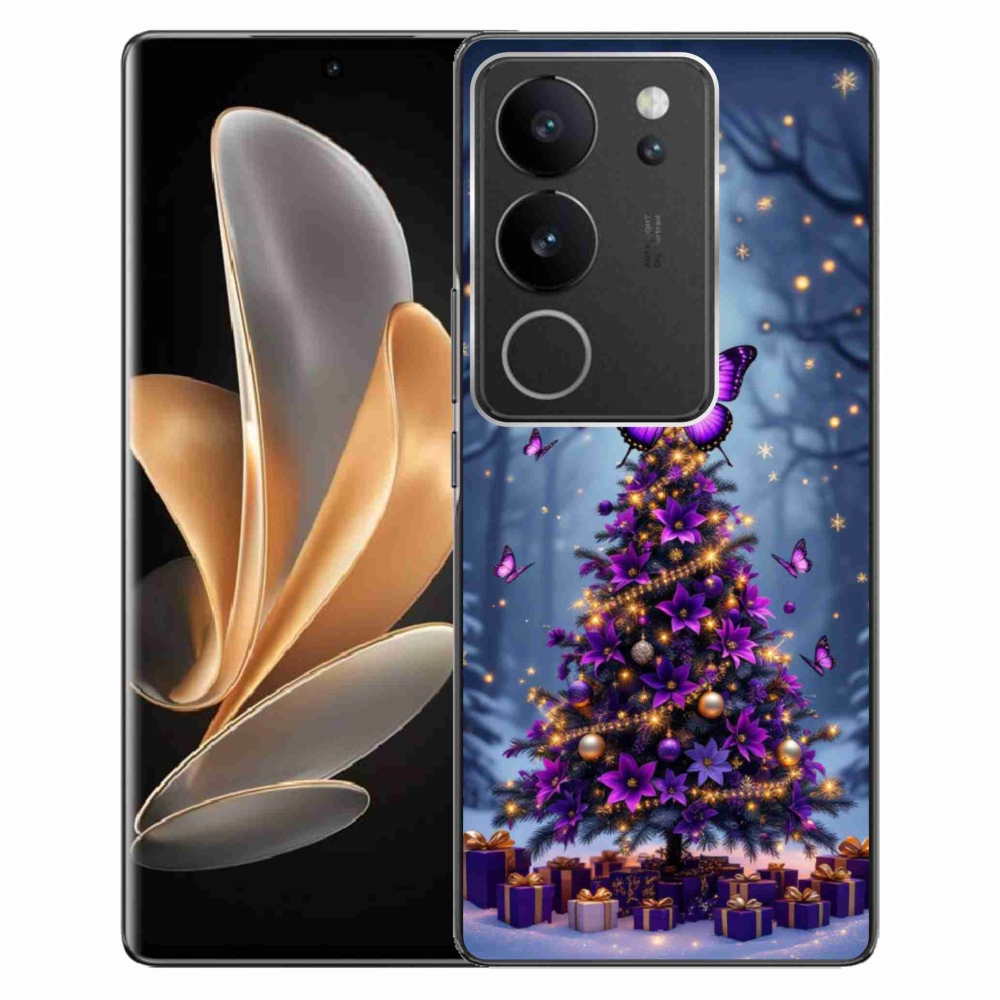 Gelový kryt mmCase na Vivo V29 5G - motýlí vánoční stromek