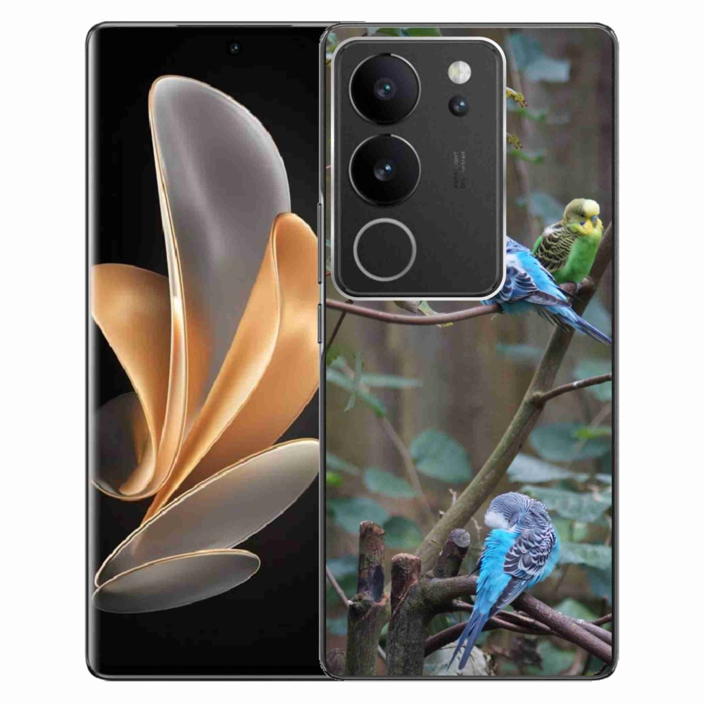 Gelový kryt mmCase na Vivo V29 5G - papoušci na větvi