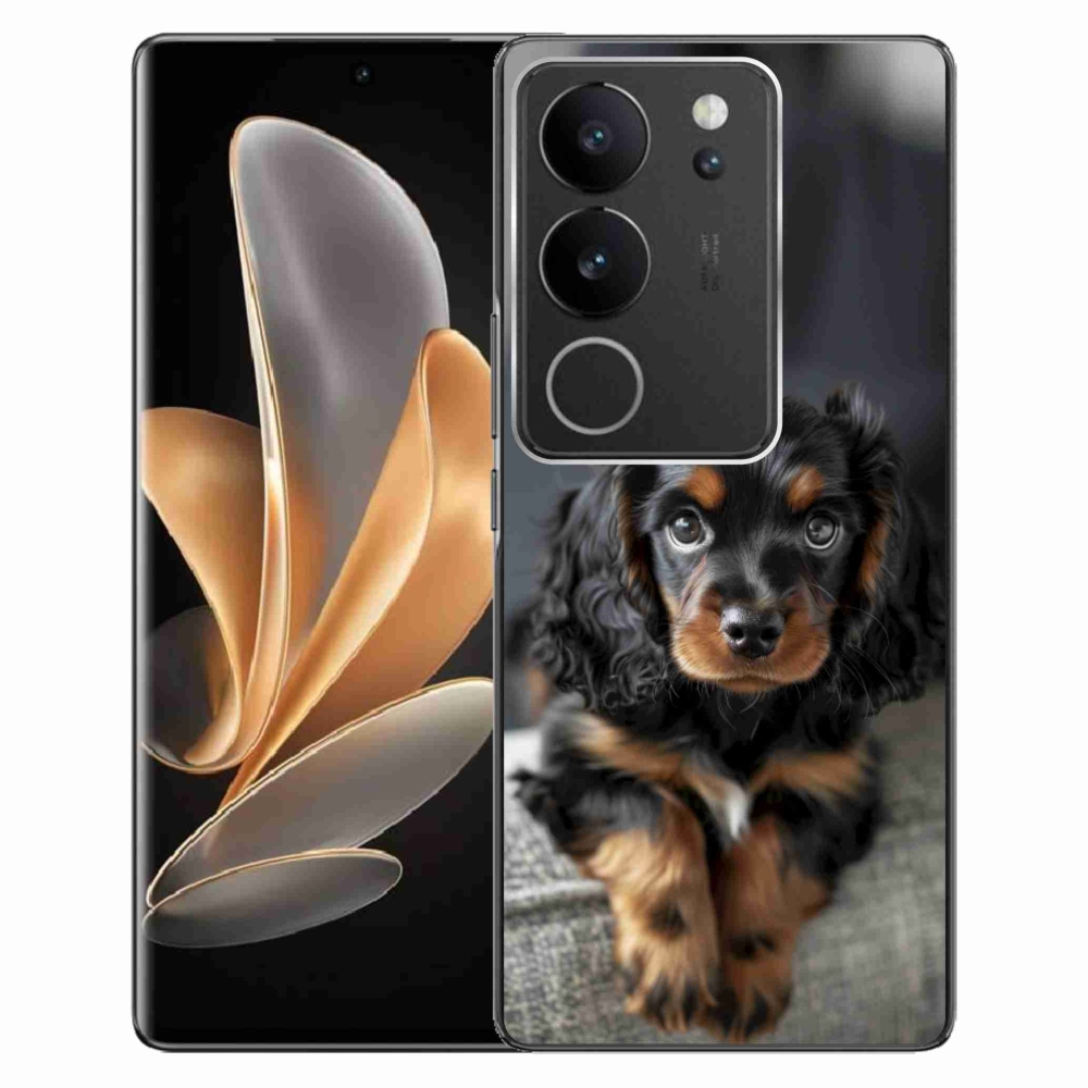 Gelový kryt mmCase na Vivo V29 5G - roztomilý dlouhosrstý jezevčík
