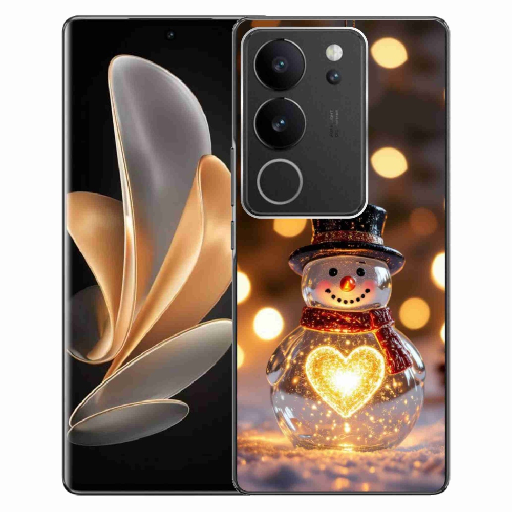 Gelový kryt mmCase na Vivo V29 5G - svítící vánoční sněhulák