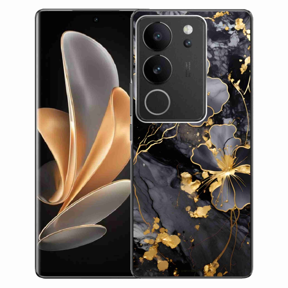Gelový kryt mmCase na Vivo V29 5G - zlaté květy