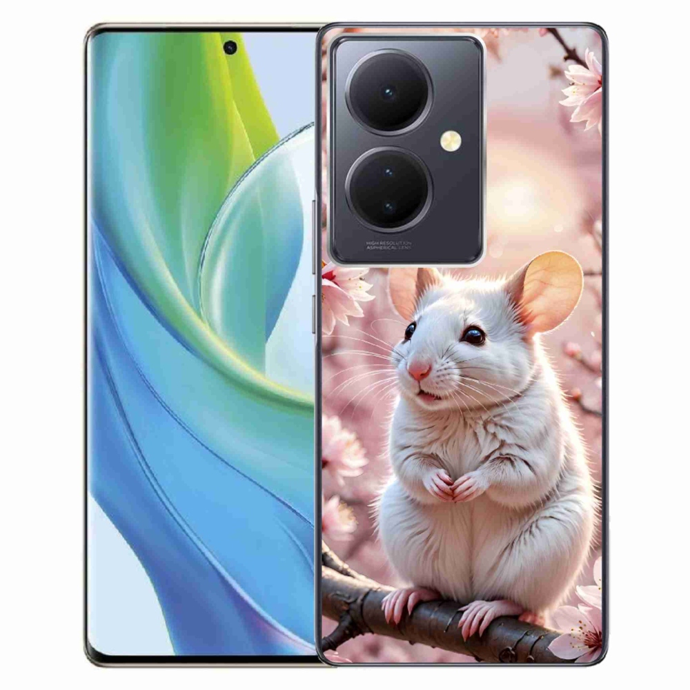 Gelový kryt mmCase na Vivo V29 Lite 5G - bílá myš na větvi