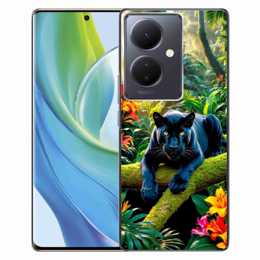 Gelový kryt mmCase na Vivo V29 Lite 5G - černý panter v džungli