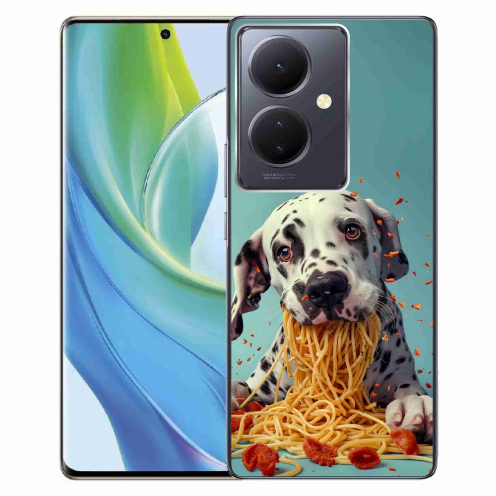 Gelový kryt mmCase na Vivo V29 Lite 5G - dalmatin a špagety