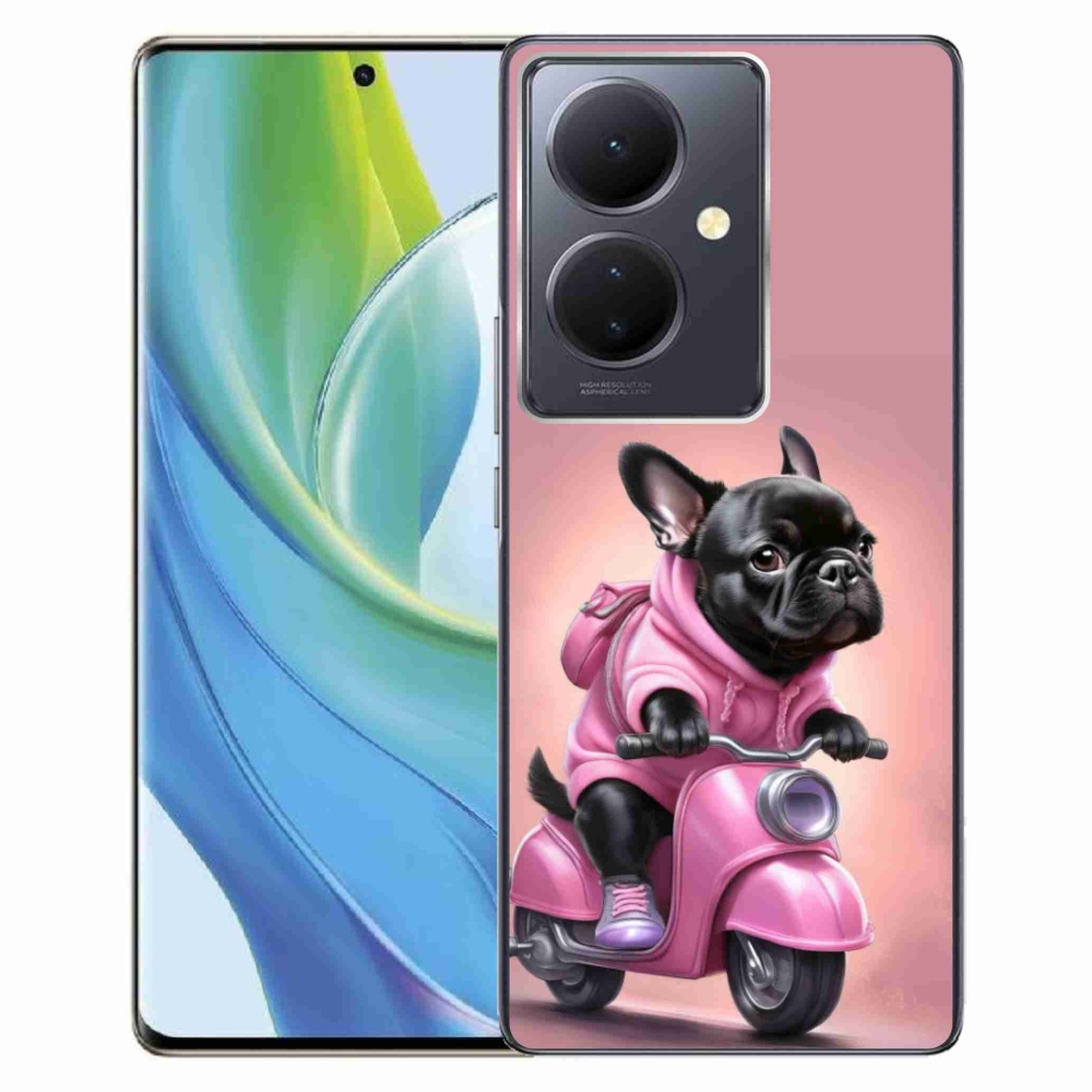 Gelový kryt mmCase na Vivo V29 Lite 5G - francouzský buldoček na skútru