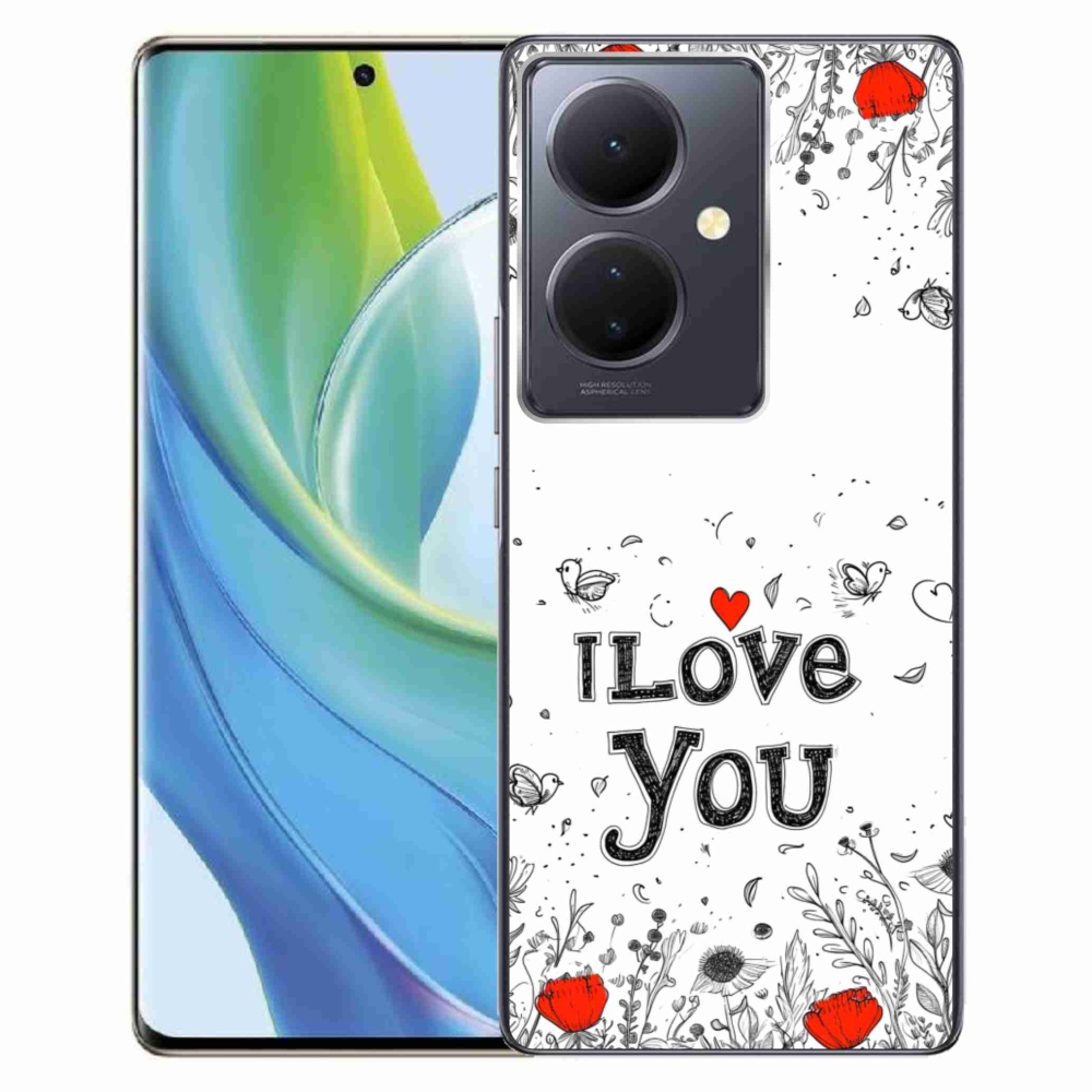 Gelový kryt mmCase na Vivo V29 Lite 5G - I love you bílé pozadí