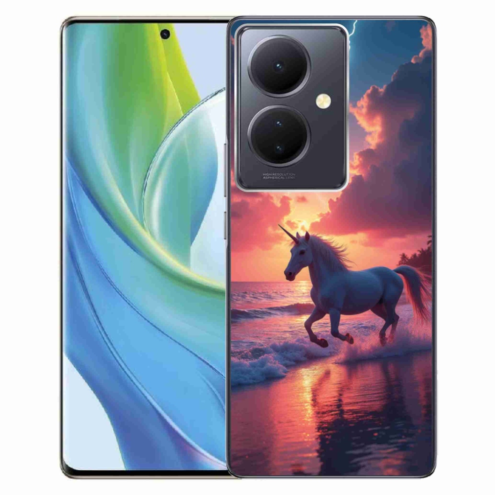 Gelový kryt mmCase na Vivo V29 Lite 5G - jednorožec na pláži