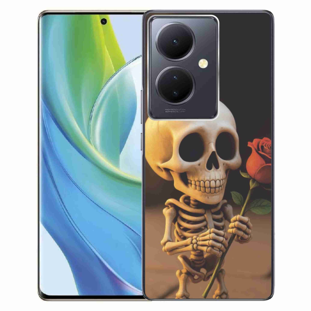 Gelový kryt mmCase na Vivo V29 Lite 5G - kostlivec s růží
