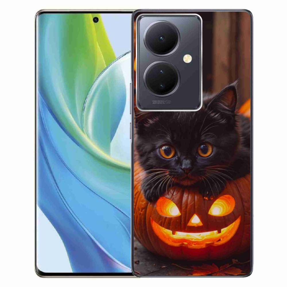 Gelový kryt mmCase na Vivo V29 Lite 5G - kotě a dýně