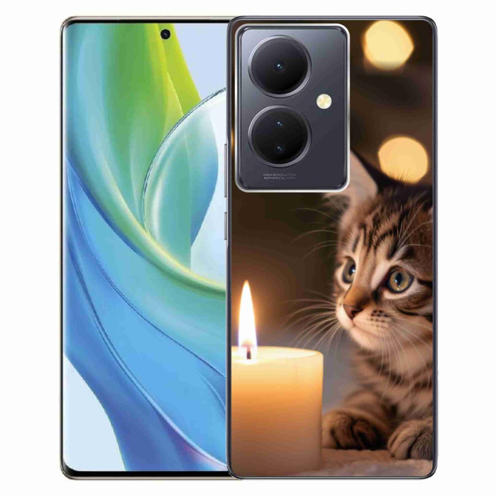 Gelový kryt mmCase na Vivo V29 Lite 5G - kotě a svíčka