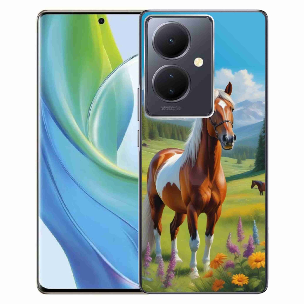 Gelový kryt mmCase na Vivo V29 Lite 5G - kůň na louce