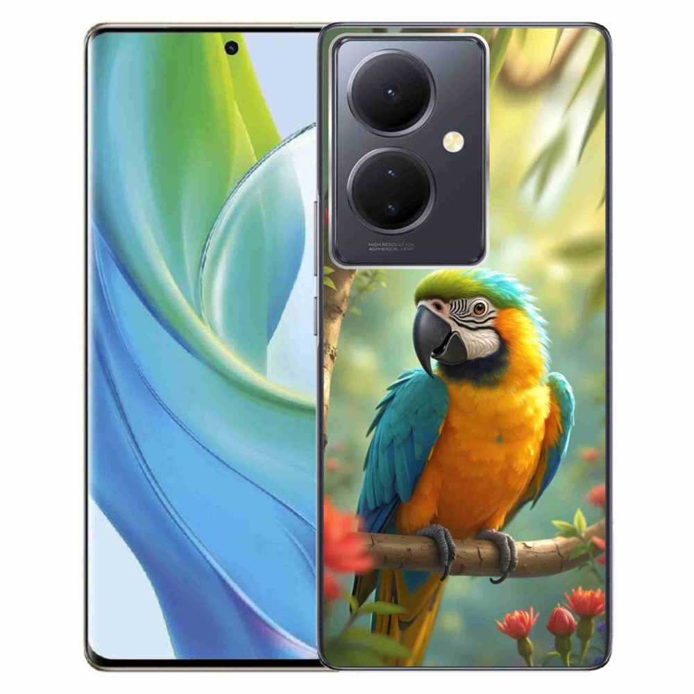 Gelový kryt mmCase na Vivo V29 Lite 5G - papoušek ara modrožlutá