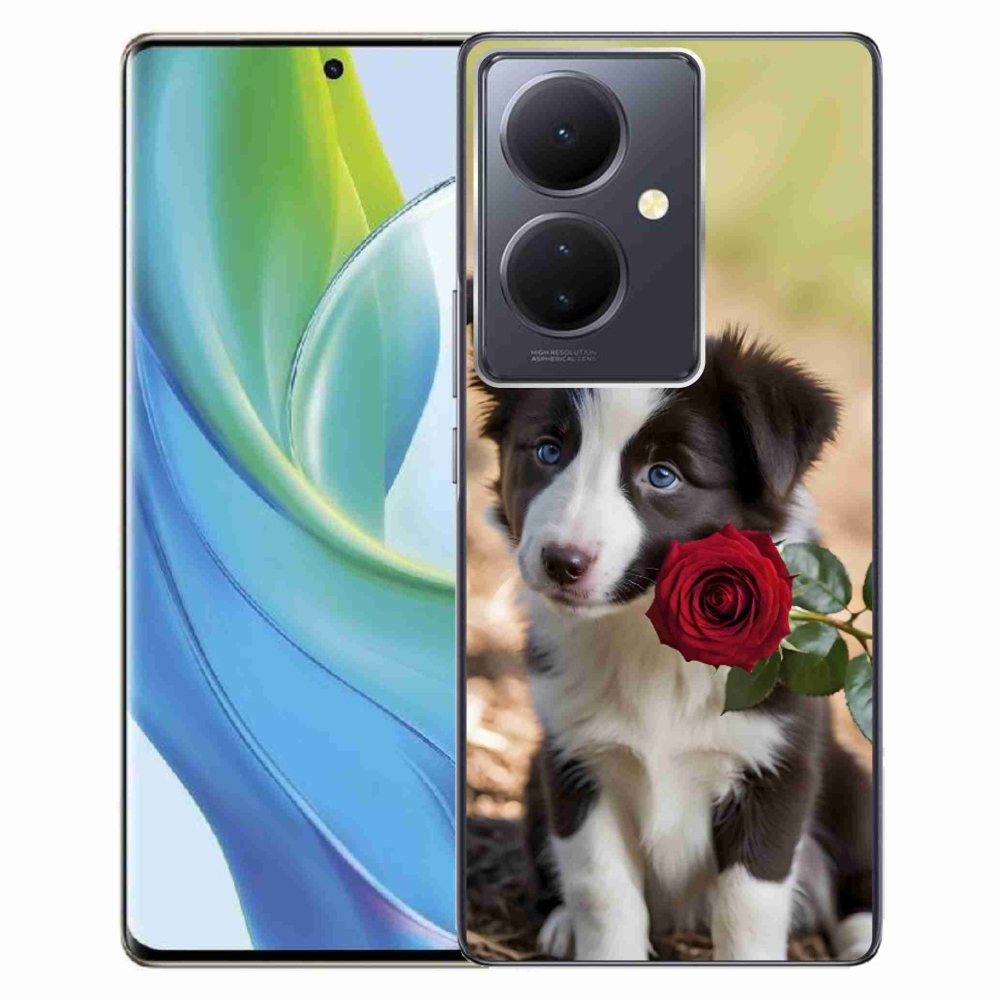 Gelový kryt mmCase na Vivo V29 Lite 5G - roztomilá border kolie s růží