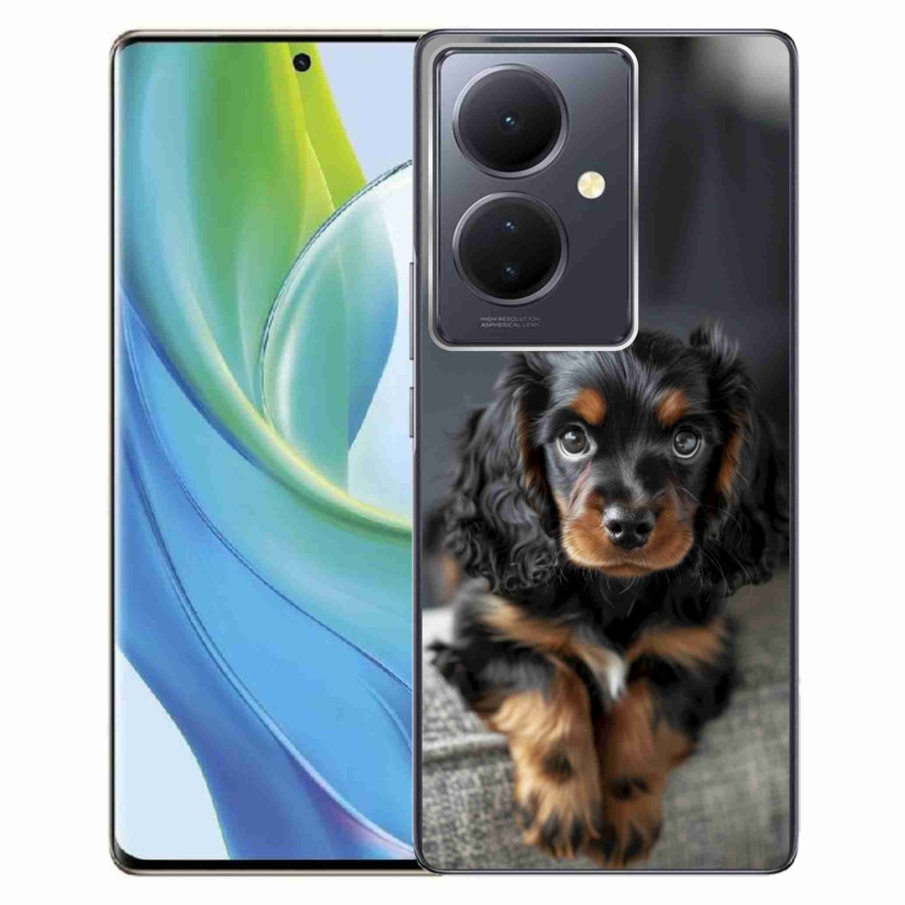 Gelový kryt mmCase na Vivo V29 Lite 5G - roztomilý dlouhosrstý jezevčík