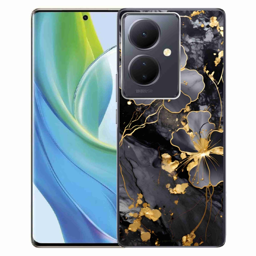 Gelový kryt mmCase na Vivo V29 Lite 5G - zlaté květy