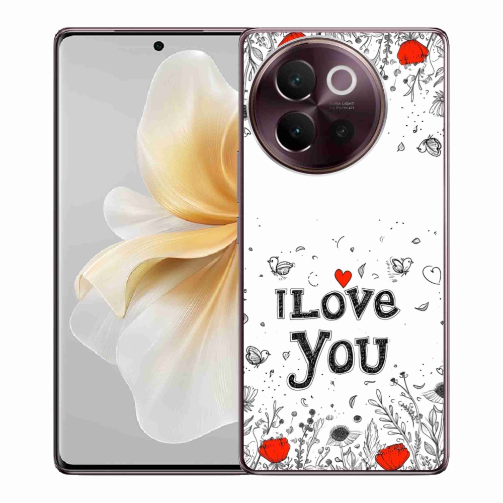 Gelový kryt mmCase na Vivo V40 Lite 5G - I love you bílé pozadí