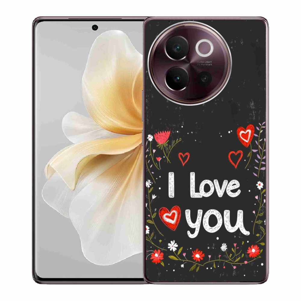 Gelový kryt mmCase na Vivo V40 Lite 5G - I love you černé pozadí