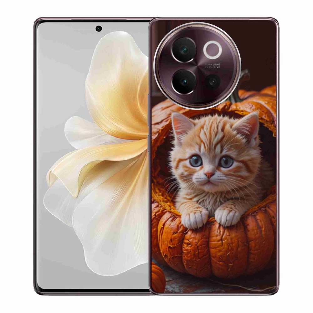 Gelový kryt mmCase na Vivo V40 Lite 5G - kotě a dýně 2