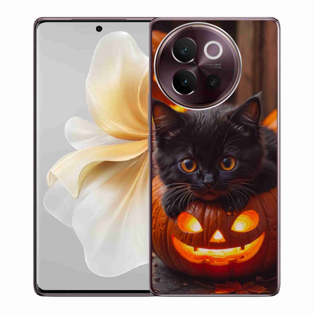 Gelový kryt mmCase na Vivo V40 Lite 5G - kotě a dýně