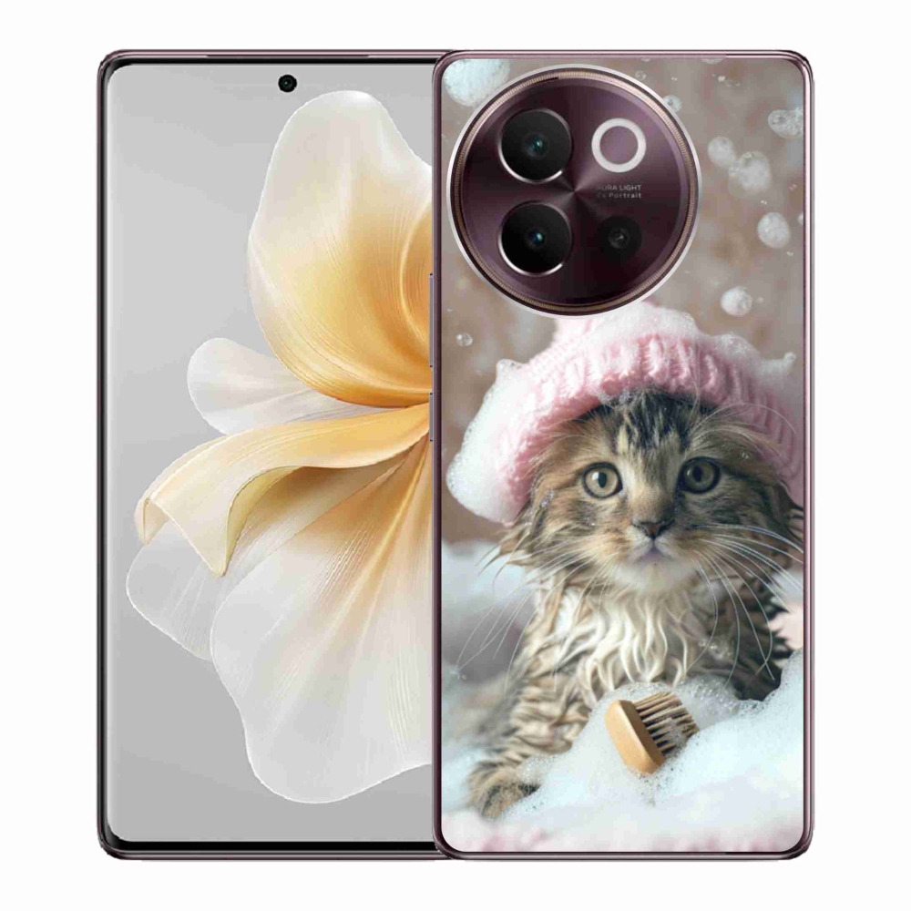 Gelový kryt mmCase na Vivo V40 Lite 5G - kotě a koupel