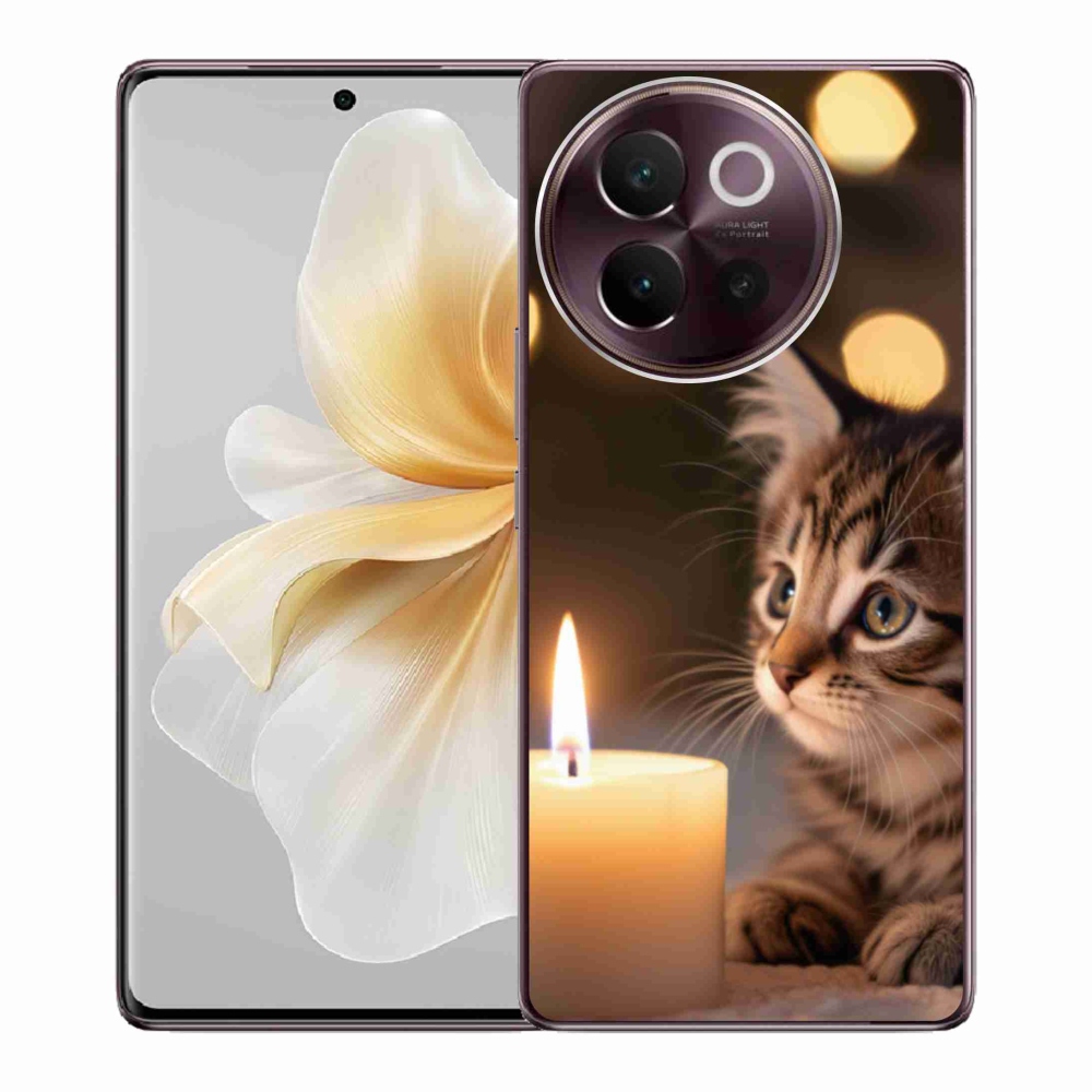 Gelový kryt mmCase na Vivo V40 Lite 5G - kotě a svíčka