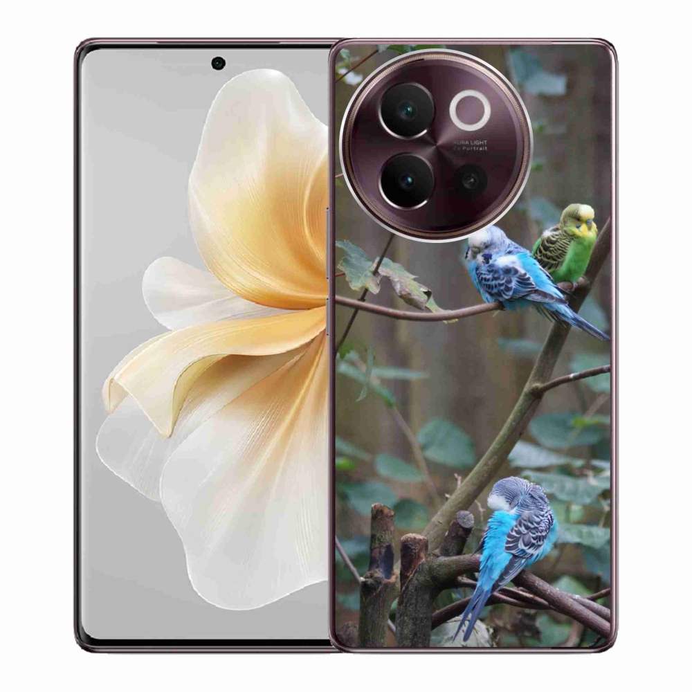 Gelový kryt mmCase na Vivo V40 Lite 5G - papoušci na větvi