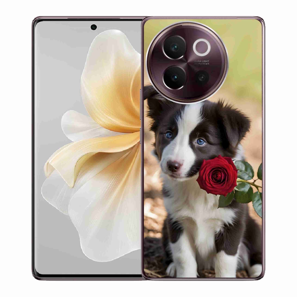 Gelový kryt mmCase na Vivo V40 Lite 5G - roztomilá border kolie s růží