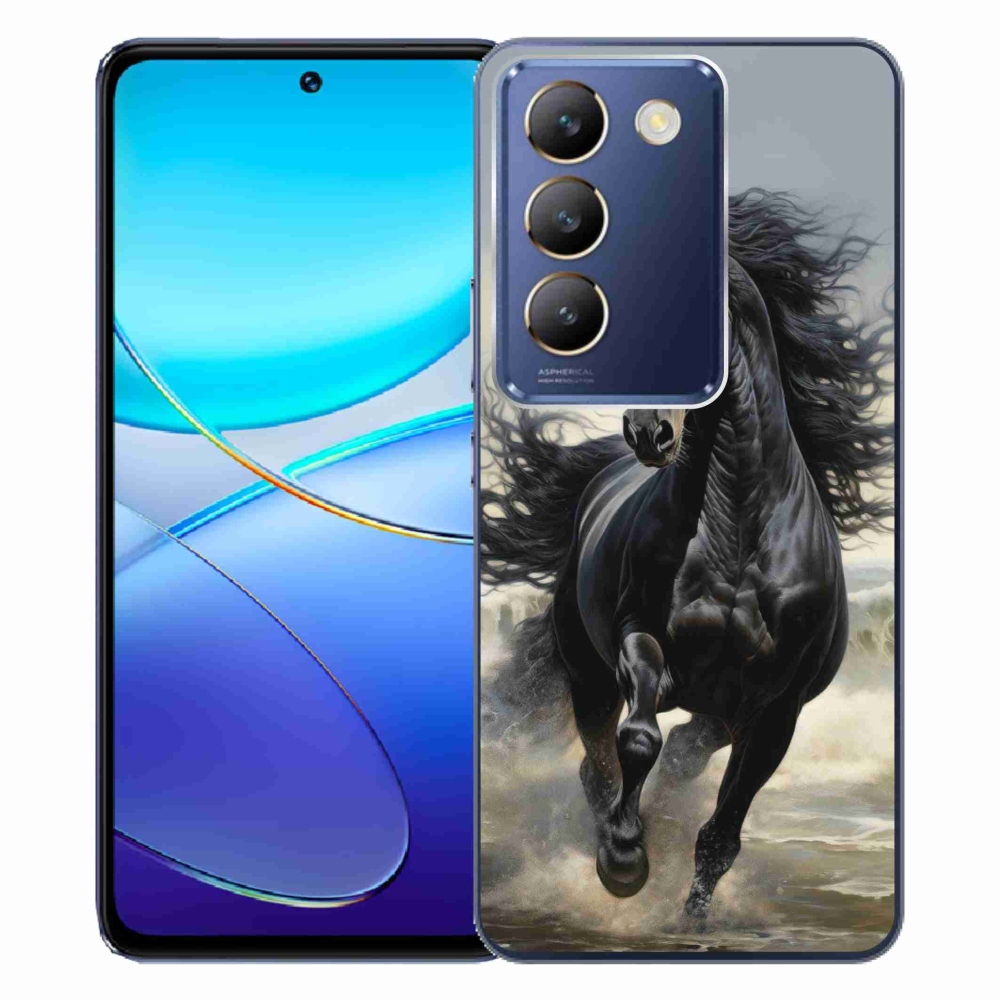 Gelový kryt mmCase na Vivo V40 SE/5G - běžící černý kůň