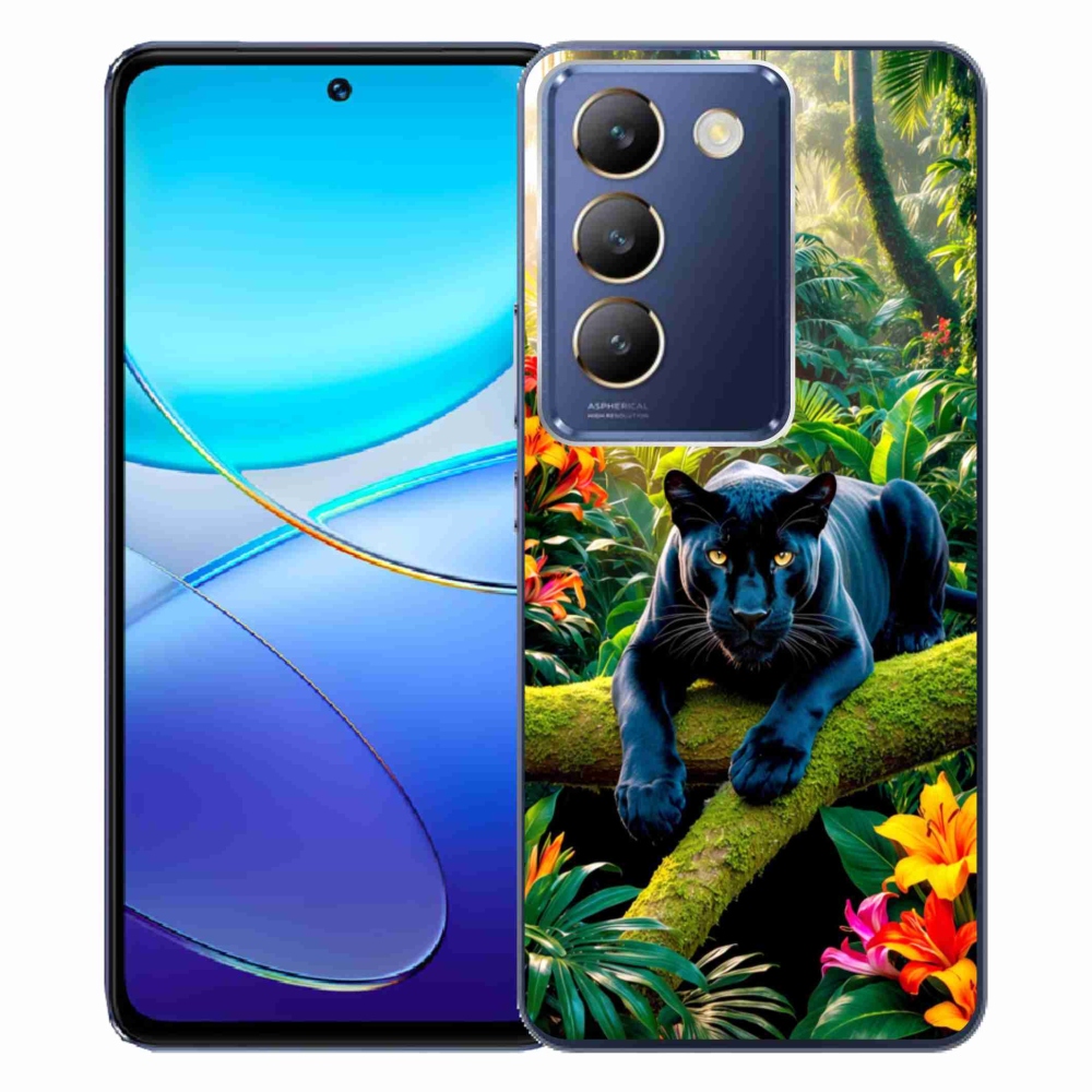 Gelový kryt mmCase na Vivo V40 SE/5G - černý panter v džungli