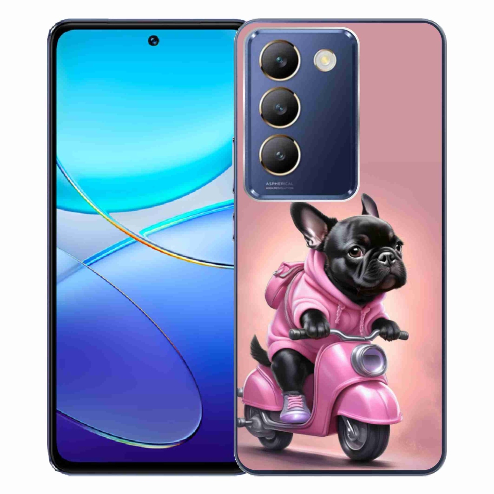 Gelový kryt mmCase na Vivo V40 SE/5G - francouzský buldoček na skútru