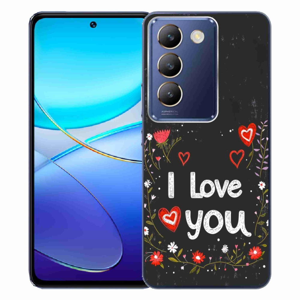 Gelový kryt mmCase na Vivo V40 SE/5G - I love you černé pozadí
