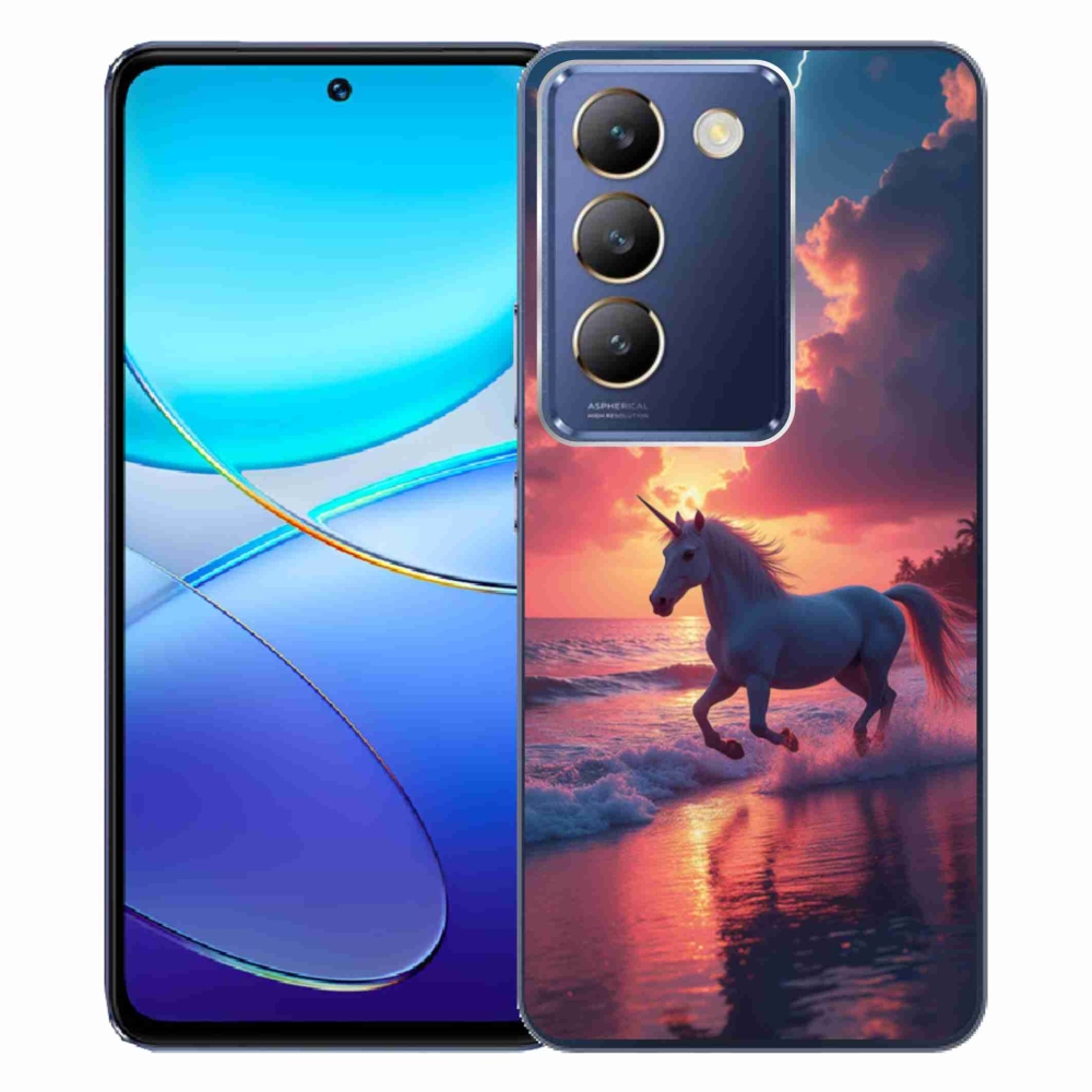 Gelový kryt mmCase na Vivo V40 SE/5G - jednorožec na pláži