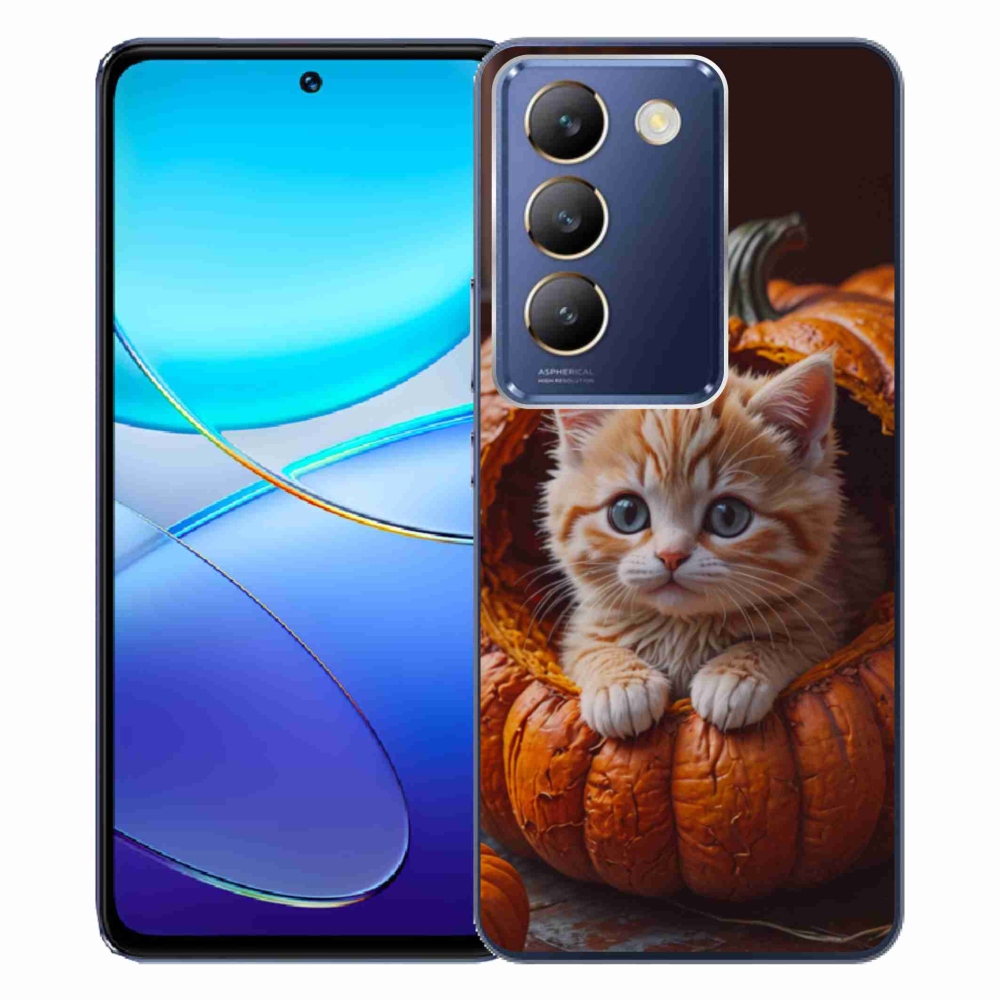 Gelový kryt mmCase na Vivo V40 SE/5G - kotě a dýně 2