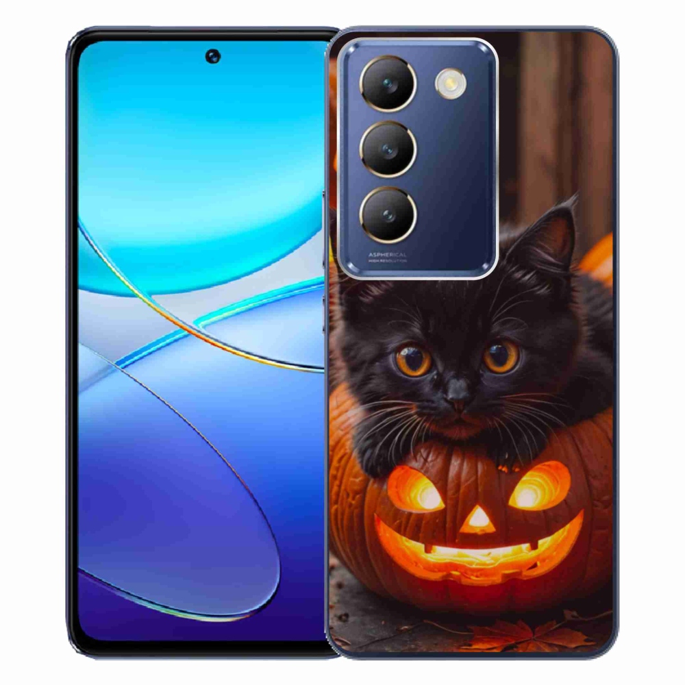 Gelový kryt mmCase na Vivo V40 SE/5G - kotě a dýně