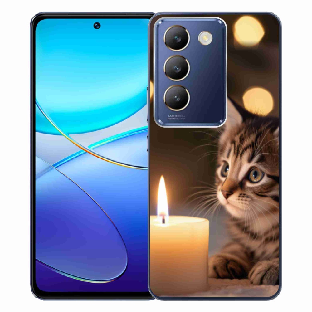 Gelový kryt mmCase na Vivo V40 SE/5G - kotě a svíčka