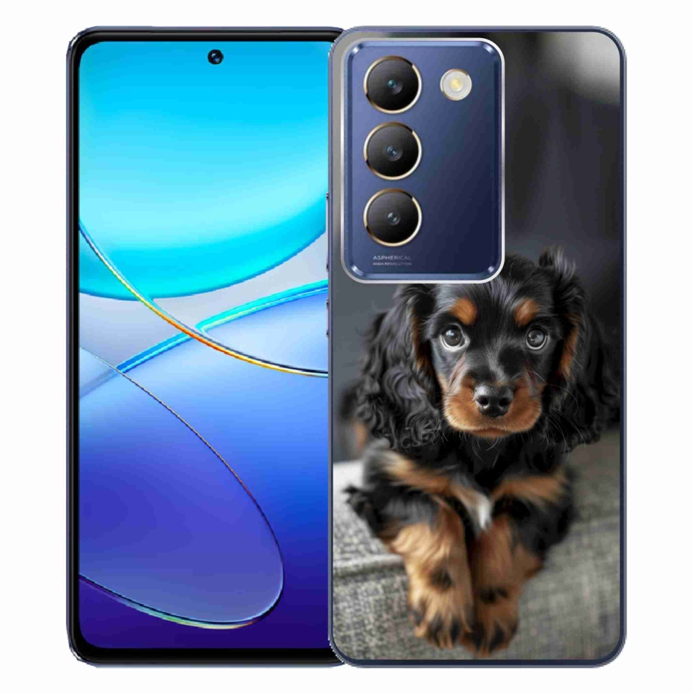 Gelový kryt mmCase na Vivo V40 SE/5G - roztomilý dlouhosrstý jezevčík