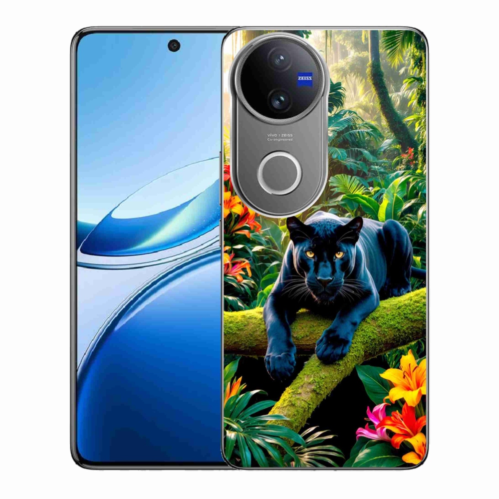 Gelový kryt mmCase na Vivo V50 5G - černý panter v džungli