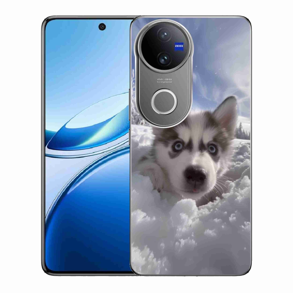 Gelový kryt mmCase na Vivo V50 5G - husky ve sněhu
