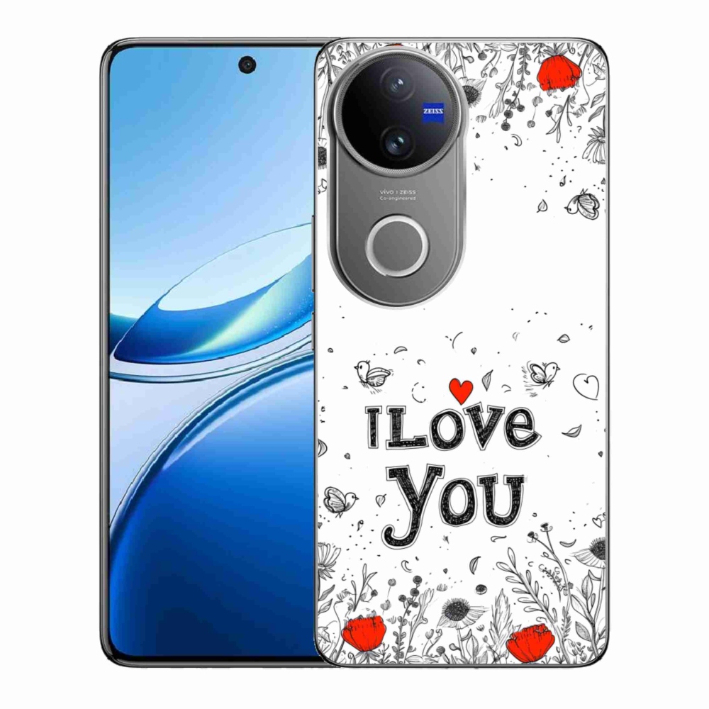 Gelový kryt mmCase na Vivo V50 5G - I love you bílé pozadí