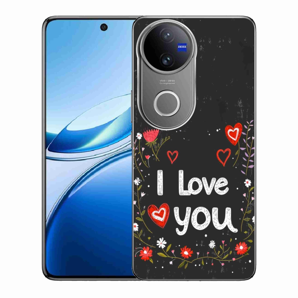 Gelový kryt mmCase na Vivo V50 5G - I love you černé pozadí