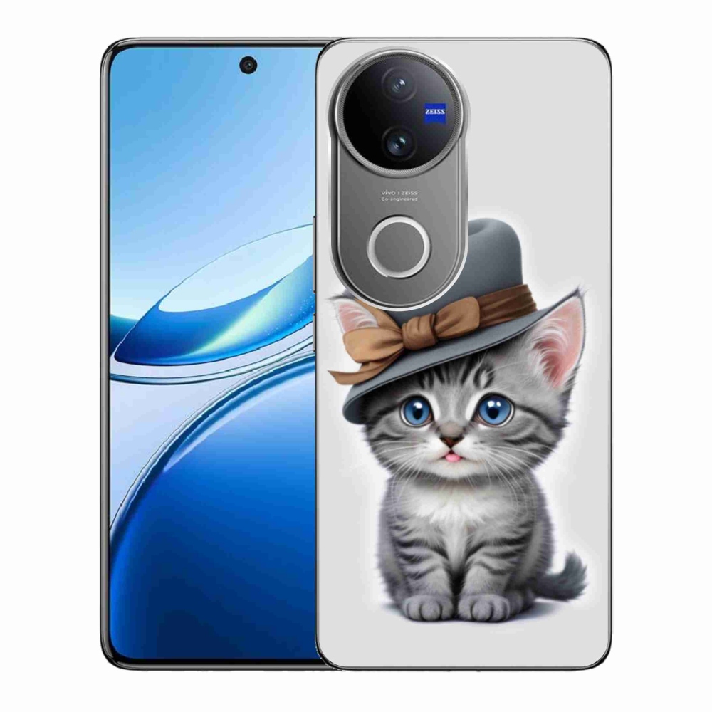 Gelový kryt mmCase na Vivo V50 5G - kotě s kloboukem