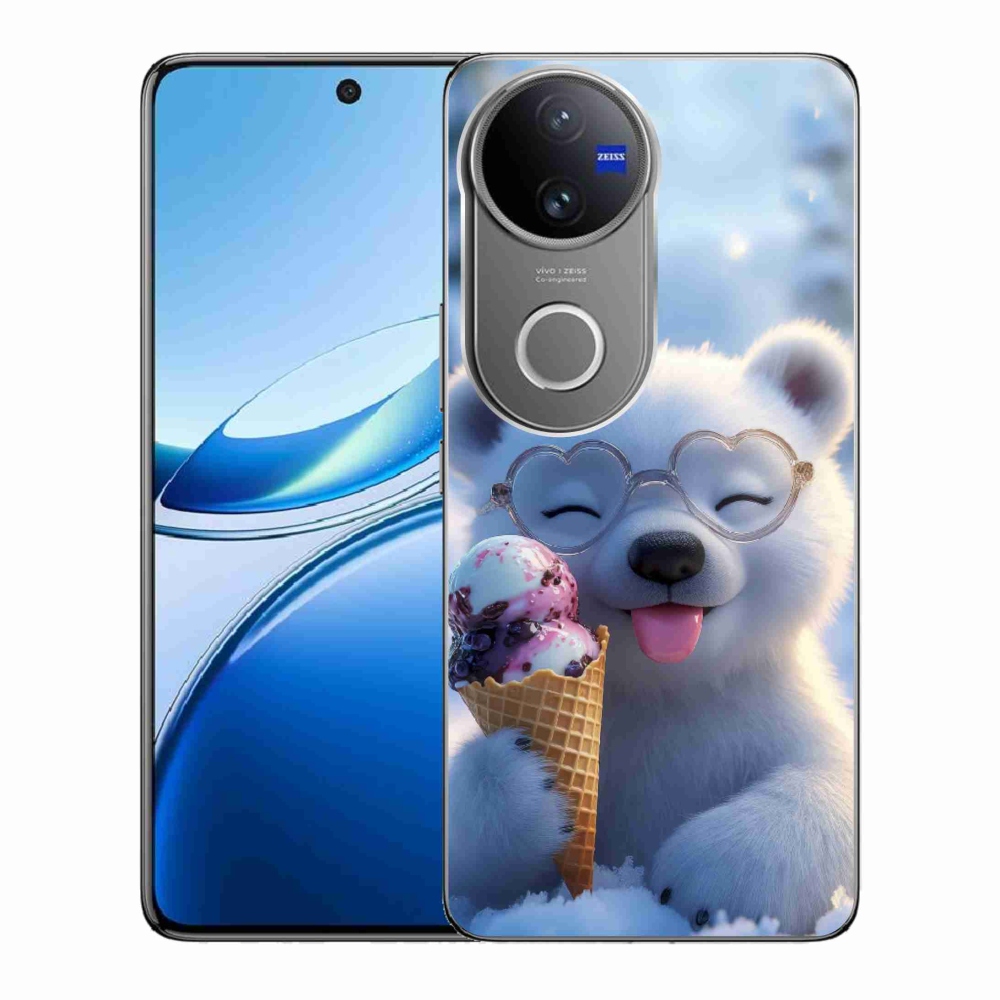Gelový kryt mmCase na Vivo V50 5G - medvídek se zmrzlinou