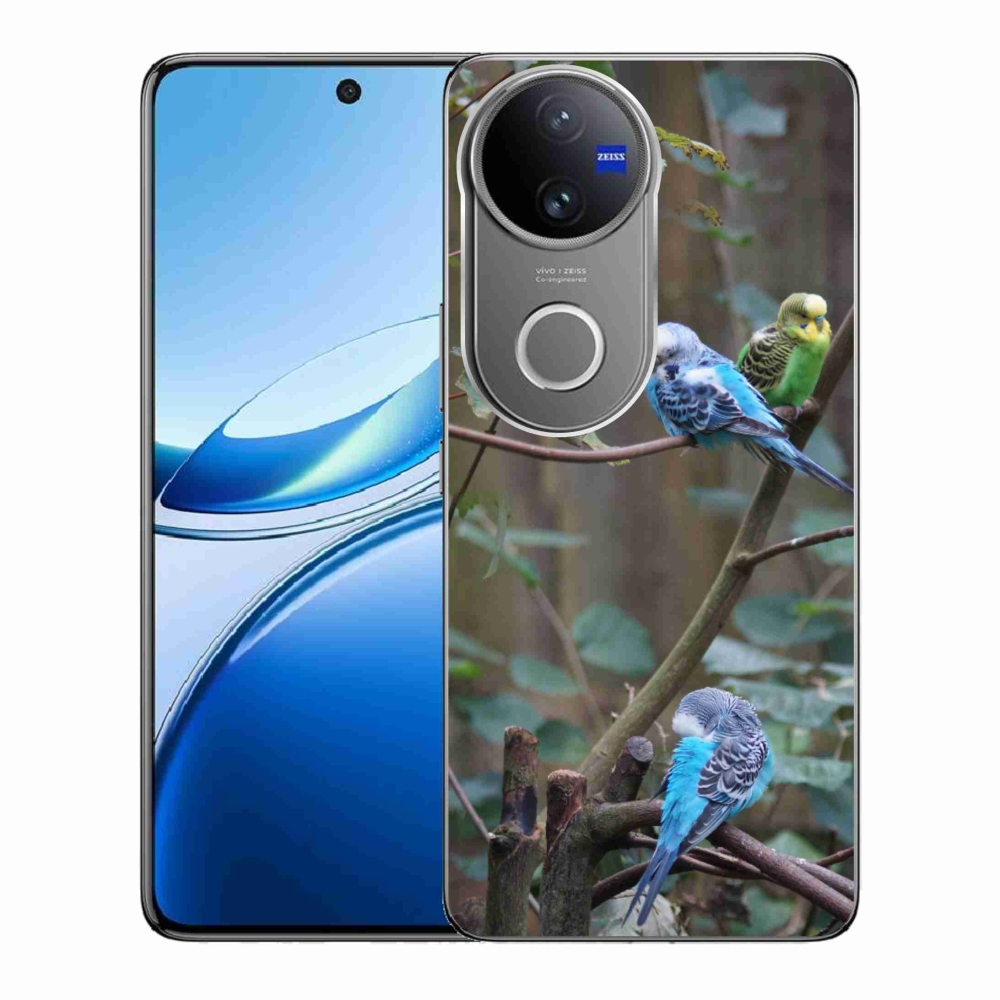 Gelový kryt mmCase na Vivo V50 5G - papoušci na větvi