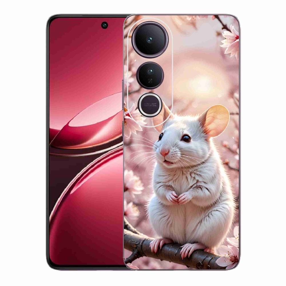 Gelový kryt mmCase na Vivo V50 Lite 4G/5G - bílá myš na větvi